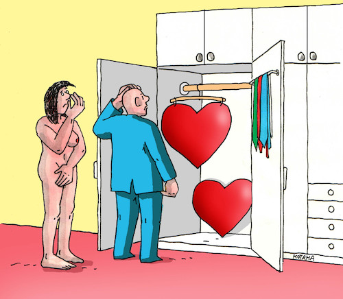 Cartoon: majskrina (medium) by Lubomir Kotrha tagged may,love,woman,man,may,love,woman,man