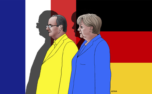 Cartoon: merkel hollande (medium) by Lubomir Kotrha tagged angela,merkel,francois,hollande,ukraine,peace,war,europe,germany,france,world