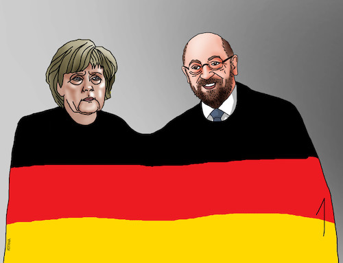 Cartoon: merkelflag (medium) by Lubomir Kotrha tagged germany,elections,wahlen,merkel,schulz,eu