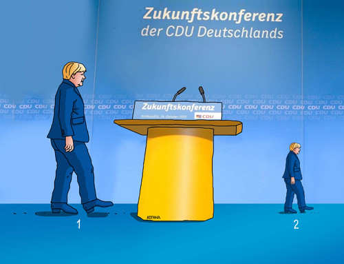 Cartoon: merkonferenz (medium) by Lubomir Kotrha tagged angela,merkel,deutschland,cdu,konferenz,refugees