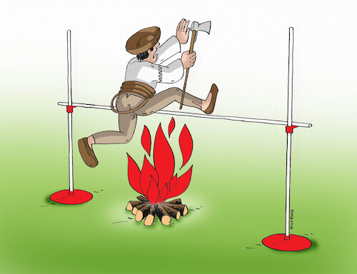 Cartoon: ohnoskok-far (medium) by Lubomir Kotrha tagged olympic,games,2024,paris,france,olympic,games,2024,paris,france
