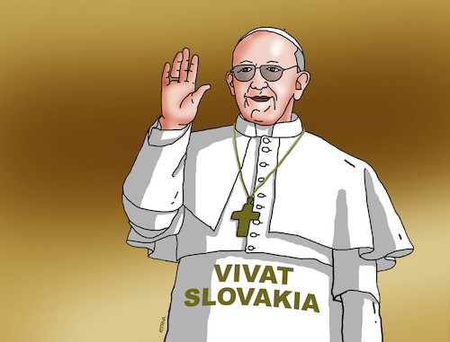 Cartoon: papez21 (medium) by Lubomir Kotrha tagged vatican,pope,francis,visit,slovakia,vatican,pope,francis,visit,slovakia