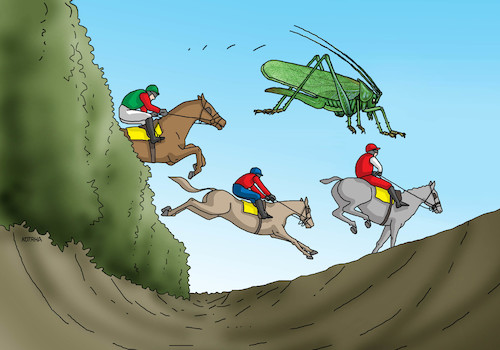 Cartoon: parkobylka (medium) by Lubomir Kotrha tagged horses,racing