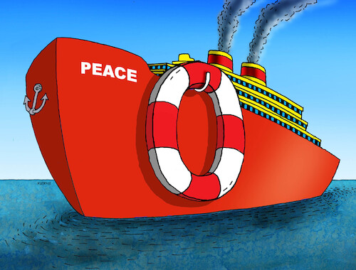 Cartoon: peacesos (medium) by Lubomir Kotrha tagged peace,war,peace,war