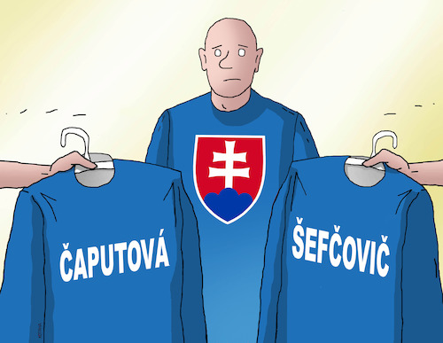 Cartoon: prezitriko2 (medium) by Lubomir Kotrha tagged slovak,presidential,election,first,round