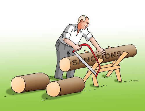 Cartoon: putinpilcik (medium) by Lubomir Kotrha tagged sanctions,russia,usa,putin,trump,rubel,dollar