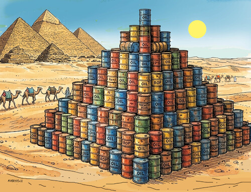 Cartoon: pyrabarel (medium) by Lubomir Kotrha tagged pyramides,oil,barrels,pyramides,oil,barrels