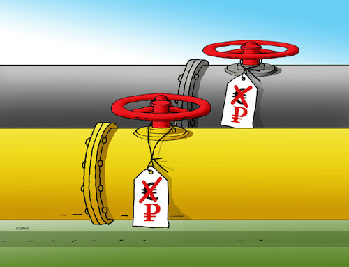 Cartoon: ruble (medium) by Lubomir Kotrha tagged russia,putin,gas,oil,ruble,the,war,ukraine,russia,putin,gas,oil,ruble,the,war,ukraine