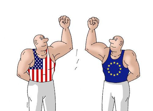 Cartoon: svaly (medium) by Lubomir Kotrha tagged usa,money,dollar,dow,jones,wall,street,europe,euro