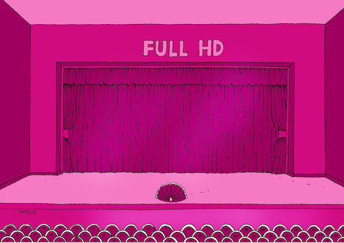 Cartoon: theatrefull-far (medium) by Lubomir Kotrha tagged theatre,theatre,theater,full,hd,saal,pink,vorhang,sitze,leer