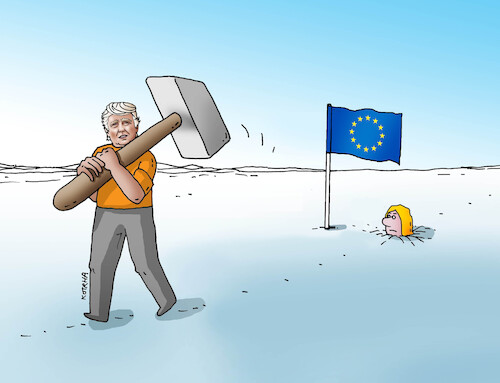 Cartoon: trumpeu26a (medium) by Lubomir Kotrha tagged donald,trump,usa,european,union,donald,trump,usa,european,union