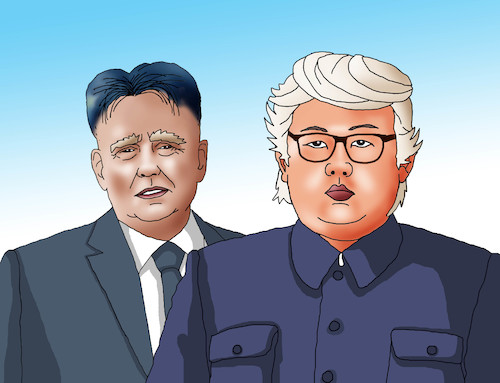 Cartoon: trumphairkim (medium) by Lubomir Kotrha tagged trum,kim