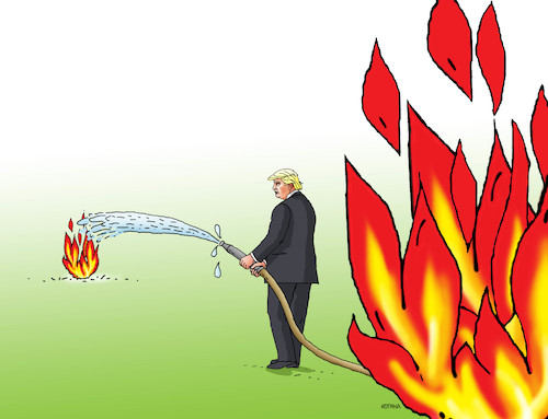 Cartoon: trumpohne (medium) by Lubomir Kotrha tagged usa,trump,protests,usa,trump,protests,proteste,feuer,löschen