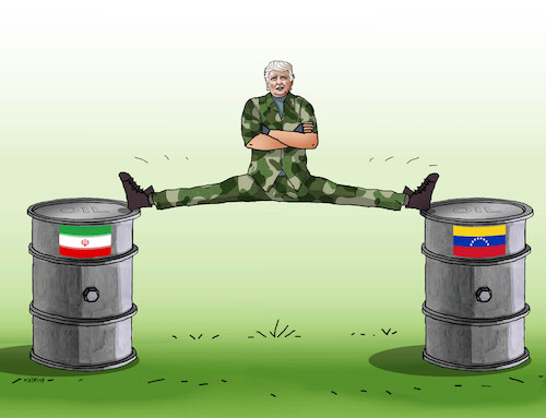 Cartoon: trumprop2 (medium) by Lubomir Kotrha tagged donald,trump,iran,war,oil,donald,trump,iran,war,oil