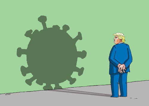 Cartoon: trumpshadow (medium) by Lubomir Kotrha tagged coronavirus,covid,19,pandemics