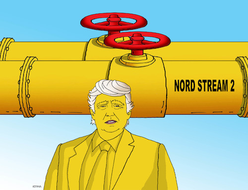 Cartoon: trumputplyn (medium) by Lubomir Kotrha tagged gas,nord,stream,putin,trump,russia,usa,germany,sanctions