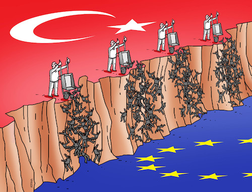 Cartoon: tursyp2 (medium) by Lubomir Kotrha tagged turkey,syria,kurds,isis,usa,war,erdogan,assad,trump,putin