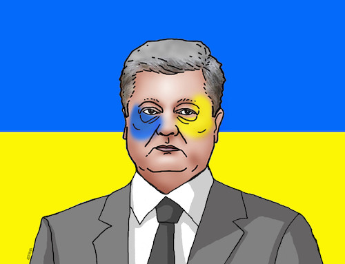Cartoon: ukporosenko (medium) by Lubomir Kotrha tagged ukraine,election,president,poroshenko,zelenskij,europa,russia