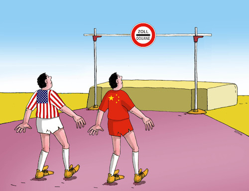 Cartoon: usaclo (medium) by Lubomir Kotrha tagged customs,war,duty,clo,zoll,douane,usa,china