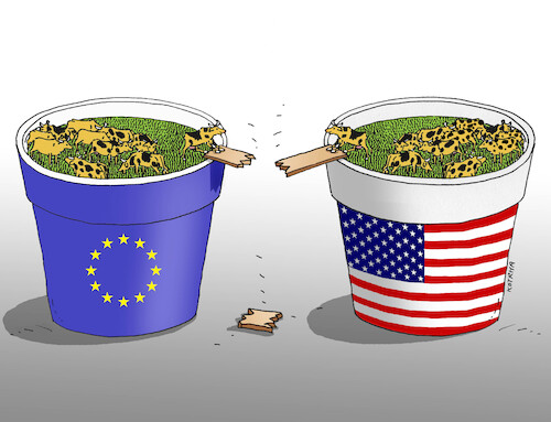 Cartoon: usaeulavka (medium) by Lubomir Kotrha tagged eu,usa,clo,zoll,eu,usa,clo,zoll