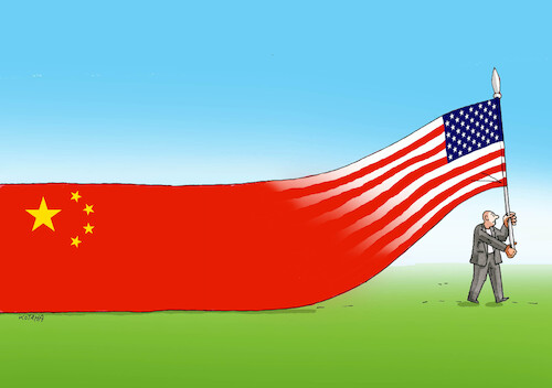 Cartoon: usaflag23 (medium) by Lubomir Kotrha tagged china,usa,taiwan,crisis,dollar,china,usa,taiwan,crisis,dollar