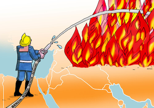 Cartoon: usahasic (medium) by Lubomir Kotrha tagged usa,irak,iran,war,world,dollar,euro,libra,gold,oil,gas,fires