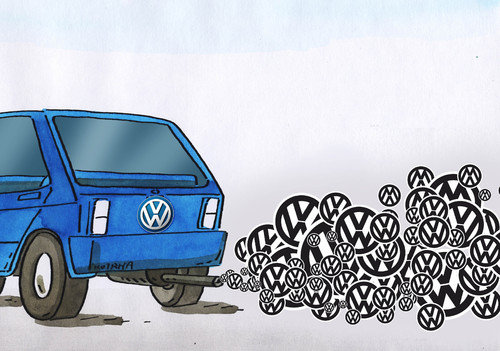 Cartoon: vwemisie (medium) by Lubomir Kotrha tagged volkswagen,germany,skandal,usa,co2