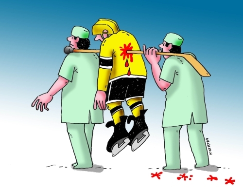Cartoon: zranenie (medium) by Lubomir Kotrha tagged ice,hockey