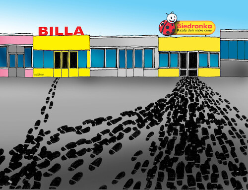 Cartoon: Biedronka goes to Slovakia (medium) by Lubomir Kotrha tagged biedronka,goes,to,slovakia,biedronka,goes,to,slovakia