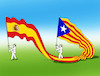 Cartoon: catakspainflag (small) by Lubomir Kotrha tagged catalonia,independence,spain,europa,barcelona,madrid