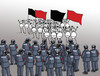 Cartoon: extrem-eng (small) by Lubomir Kotrha tagged protests,police,eu,world,imigrants