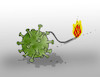 Cartoon: koronabomb (small) by Lubomir Kotrha tagged coronavirus,wall,street,fed,burza,dollar,euro,world