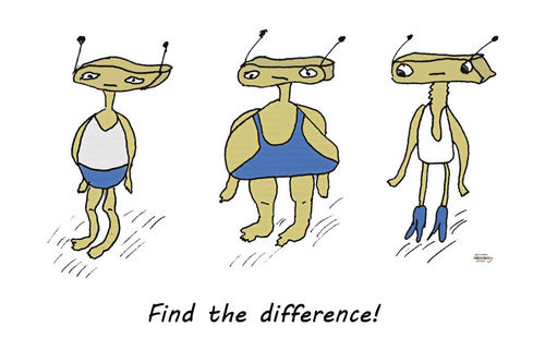 Cartoon: Find the difference (medium) by zeichenstift tagged robots,nonsense,three,funny,difference