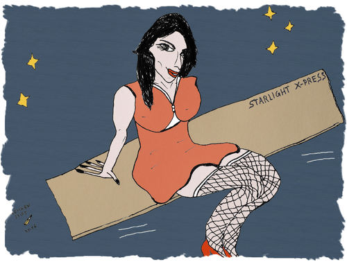 Cartoon: Starlight (medium) by zeichenstift tagged sterne,stars,girl,sexy,dress,weltraum,fantasie