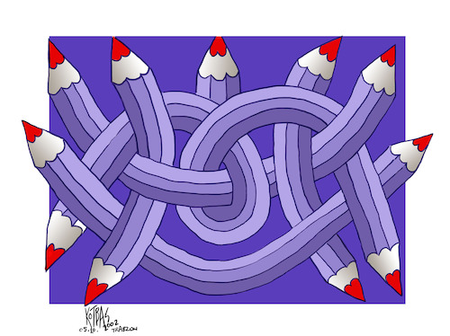 Cartoon: dance of pens (medium) by kotbas tagged pen,dance,love,figure,sketch,graphic
