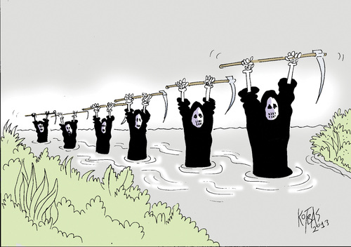 Cartoon: executioners (medium) by kotbas tagged river,task,travel,business,executioner