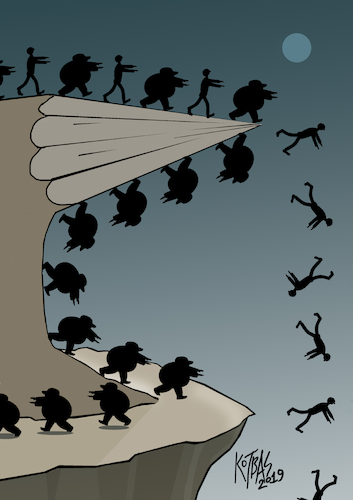 Cartoon: strength of capital (medium) by kotbas tagged sleepwalker,weak,capital,power,businessman,welfare,powerty,economy,exploitation,crisis