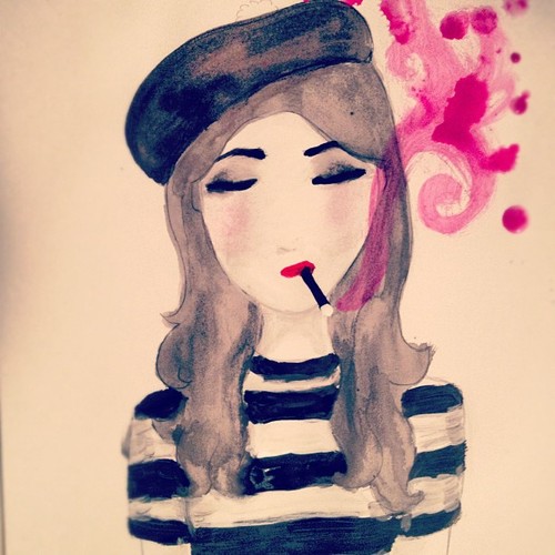Cartoon: little french girl (medium) by naths tagged cigarrette,smoke,smoking,girl,french,fashion,cute