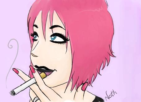 Cartoon: Pink Bozoka (medium) by naths tagged pink,cigarrette,girl