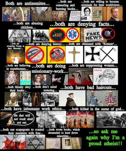 Cartoon: About Nazis and Christians... (medium) by Schimmelpelz-pilz tagged meme,nazi,neonazi,afd,idiot,jerk,autocracy,autokrat,christian,christ,katholizismus,evangelismus,religion,kirche,church,belief,faith,fascist,fascism,right,winged