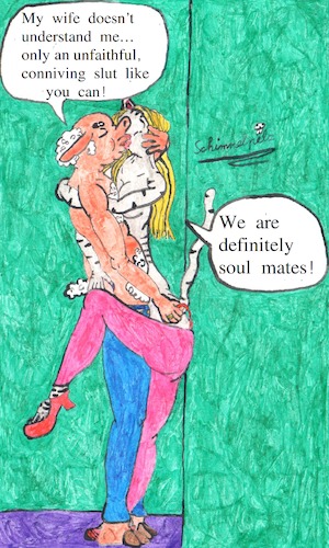 Cartoon: adulterous romance (medium) by Schimmelpelz-pilz tagged cheat,cheating,cheater,betray,betraying,unfaithful,unfaithfulness,sheep,cat,kitty,slut,whore,bitch,marriage,adulterous,romance,love,soul,mate