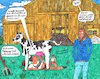 Cartoon: Ersatznahrung (small) by Schimmelpelz-pilz tagged vegan,veganer,milch,kuh,kuhmilch,soja,sojafleisch,ersatz,bauernhof,farm,mistgabel,scheune,heu,vegetarier,fleisch