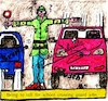 Cartoon: To Tall Crossing School Guard (small) by Schimmelpelz-pilz tagged car,cars,crossing,school,guard,job,tall,big,size,street,pupil,kid,kids,children,child,fast,speed,fury,furiousness