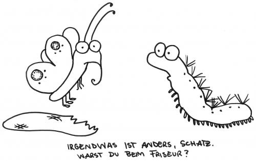Cartoon: Anders Schatz. (medium) by puvo tagged schmetterling,raupe,metamorphose