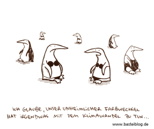 Cartoon: Farbwechsel. (medium) by puvo tagged pinguin,klima,erderwärmung,klimawandel,farbe,farbwechsel,penguin,climate,change,global,warming