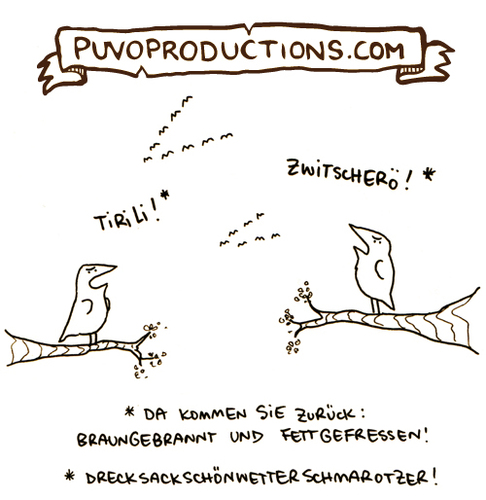 Cartoon: Frühling. (medium) by puvo tagged frühling,vogel,wetter,schmarotzer,zugvogel,gesang
