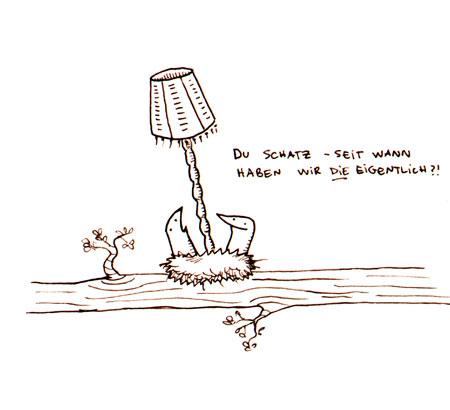 Cartoon: Midsommar. (medium) by puvo tagged lampe,vogel,bird,lamp,nest