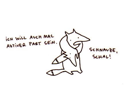 Cartoon: Schnauze Schal. (medium) by puvo tagged fuchs,fox,schal,scarf,upper,class,active,part,aktiv