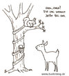 Cartoon: Omi (small) by puvo tagged eichhörnchen,squirrel,reh,deer,wald,wood,oma,grandma,grandmother,großmutter,alter,lifta,treppenlift,elevator,baum,tree