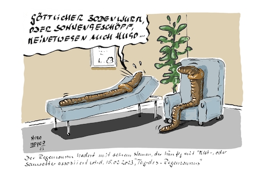 Cartoon: 15.02.2023 Tag-des-Regenwurms (medium) by Jori Niggemeyer tagged heuteistdertagdes,assoziation,regenwurm,wurm,psychologe,psychotherapie,namen,mistwetter,sauwetter,depression,heuteistdertagdes,assoziation,regenwurm,wurm,psychologe,psychotherapie,namen,mistwetter,sauwetter,depression,liebe,pflanze